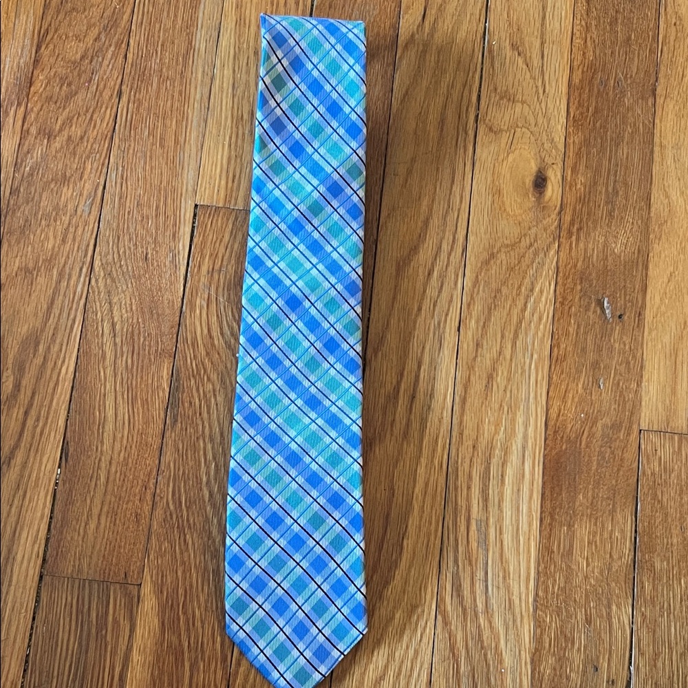 Nautica Blue and White Plaid Tie